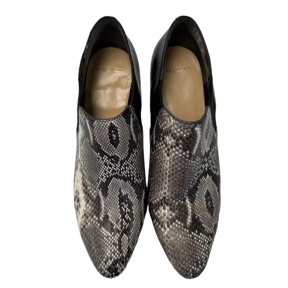 Cole Haan Bohemian Black Snake Print Slip On Almond Toe Stiletto 8 - Picture 3 of 6